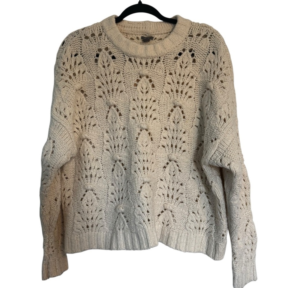 Aerie Cream Open Knit Small Sweater